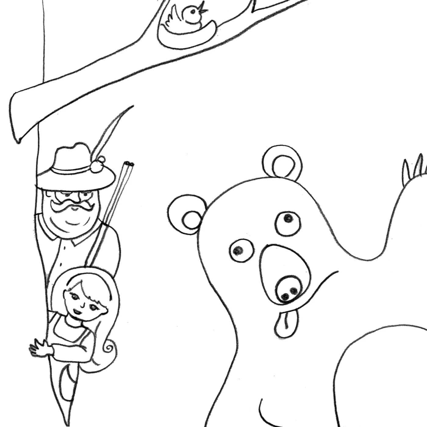 Tavola da colorare in bianco e nero: All’Orso